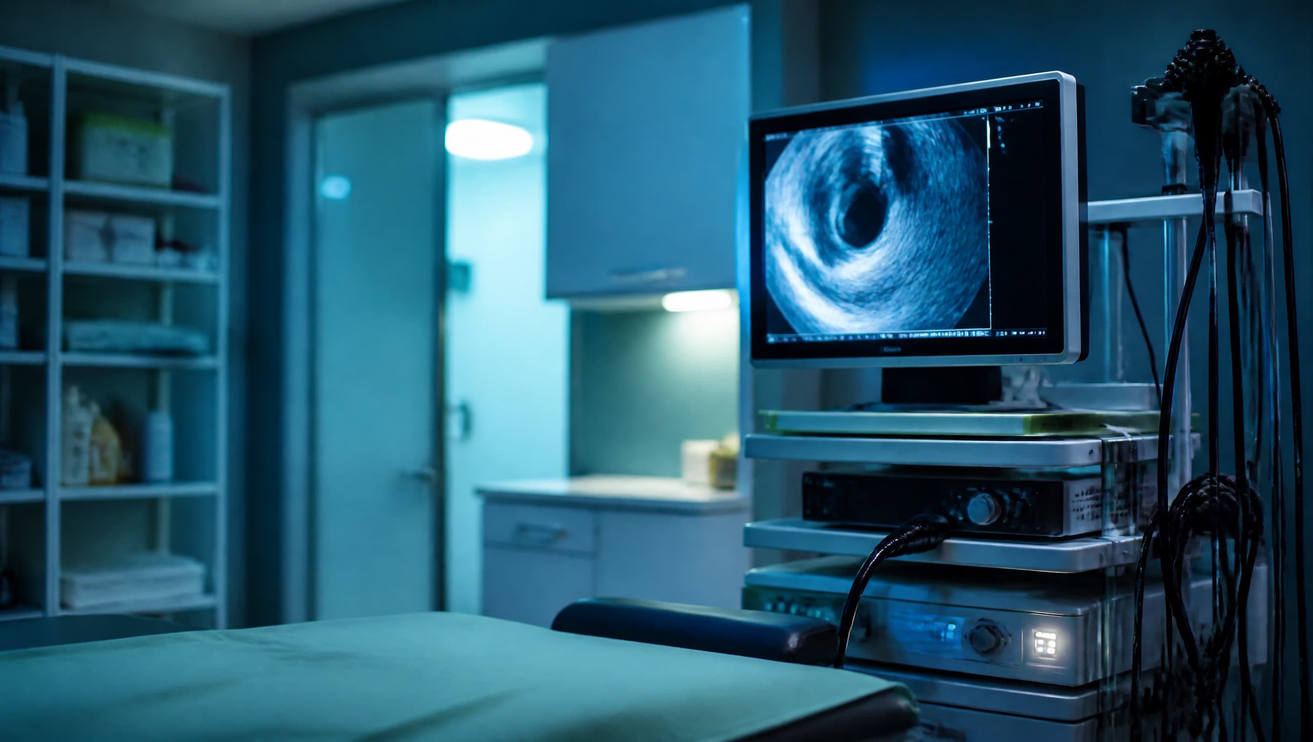 Illustrative procedure room with imaging cart and endoscopy display